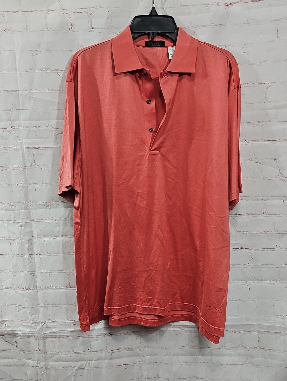 Cellini Men's Coral Polo Shirt with Classic Collar